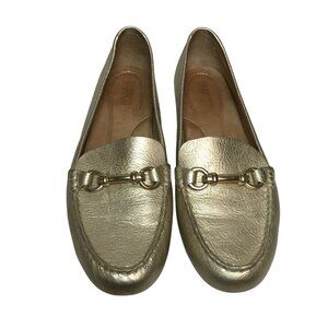 Born Gold Leather Driving Loafers Horsebit WomenS Size 7.5